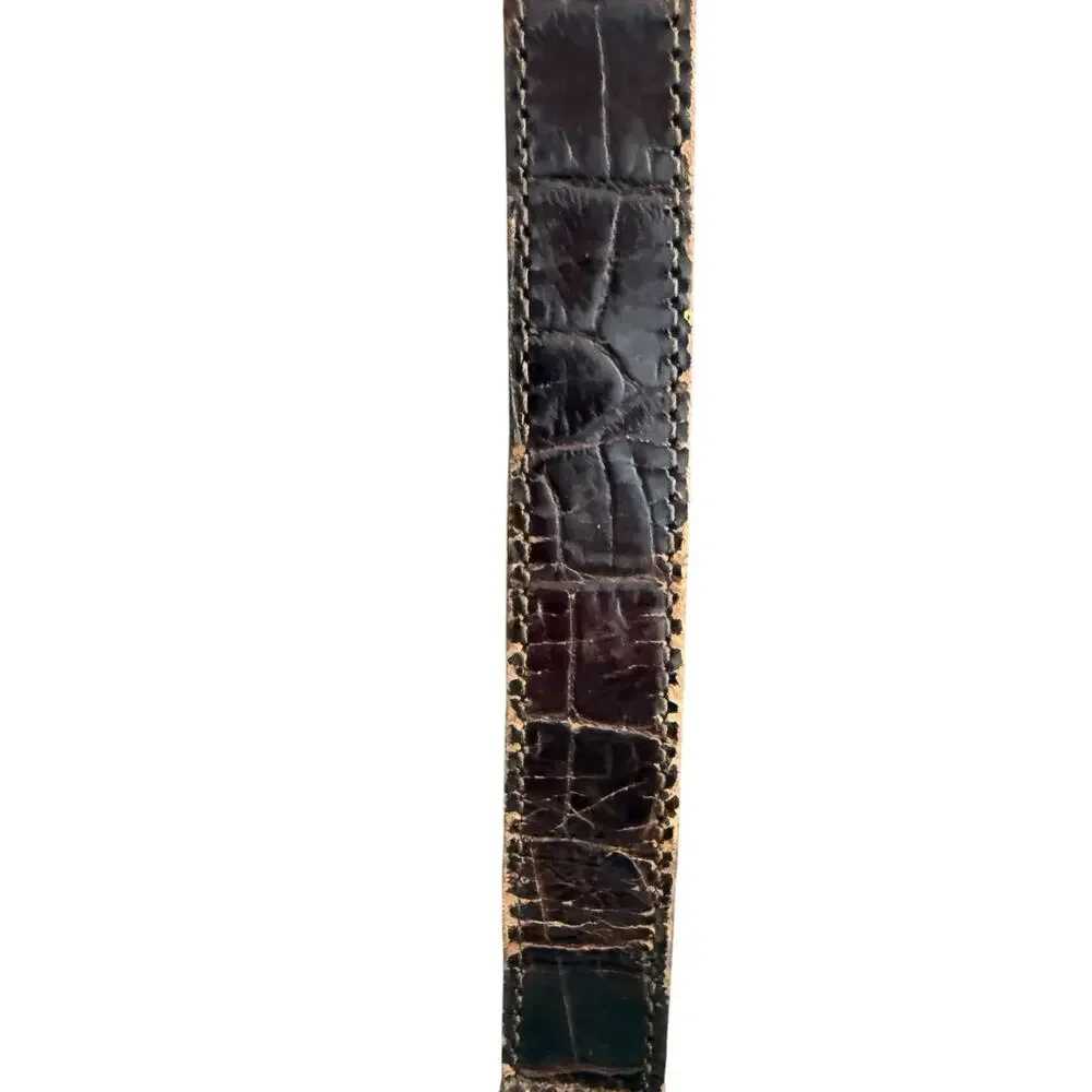 Brighton Women’s brown pebbles leather, croc detail, shoulder bag, silver tags